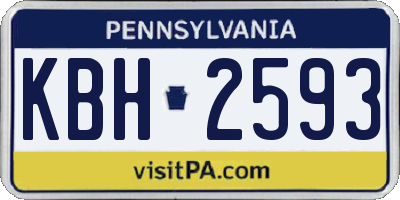 PA license plate KBH2593