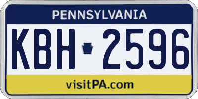 PA license plate KBH2596