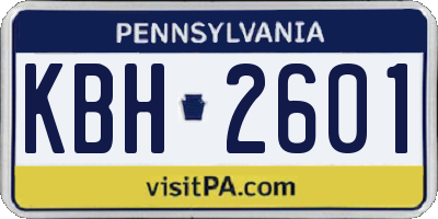 PA license plate KBH2601