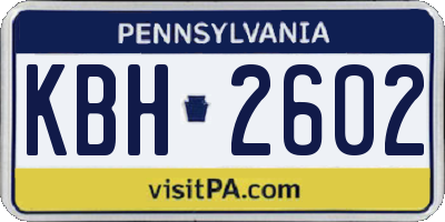 PA license plate KBH2602