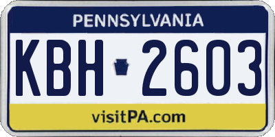 PA license plate KBH2603