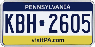 PA license plate KBH2605