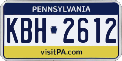PA license plate KBH2612