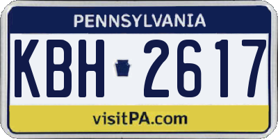 PA license plate KBH2617