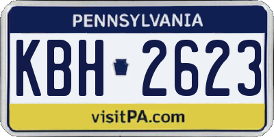 PA license plate KBH2623