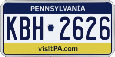 PA license plate KBH2626