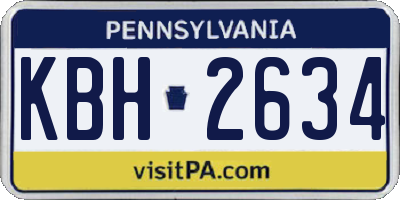 PA license plate KBH2634