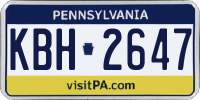 PA license plate KBH2647