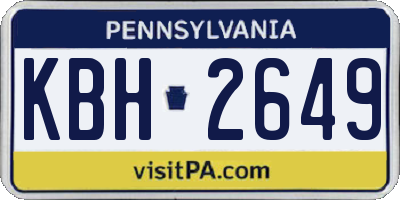 PA license plate KBH2649