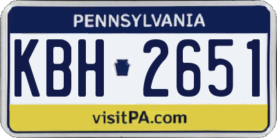 PA license plate KBH2651