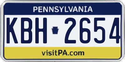 PA license plate KBH2654