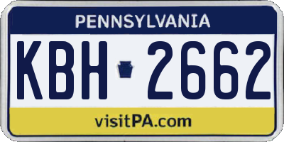 PA license plate KBH2662