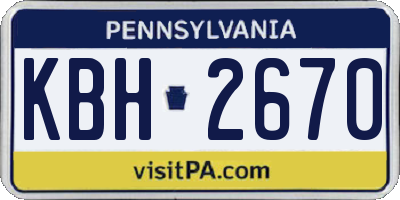 PA license plate KBH2670