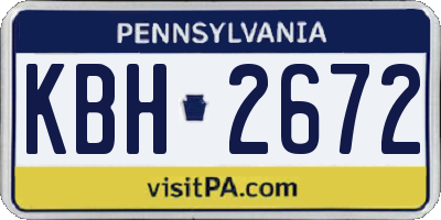 PA license plate KBH2672