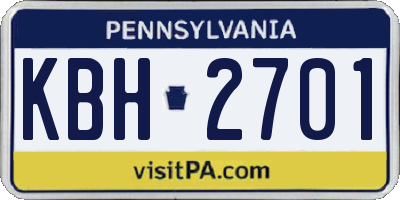 PA license plate KBH2701