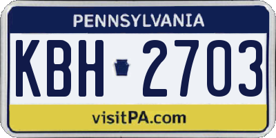 PA license plate KBH2703