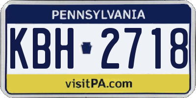 PA license plate KBH2718