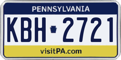 PA license plate KBH2721