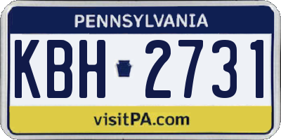 PA license plate KBH2731