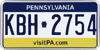 PA license plate KBH2754