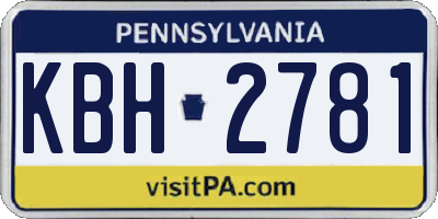 PA license plate KBH2781