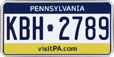 PA license plate KBH2789