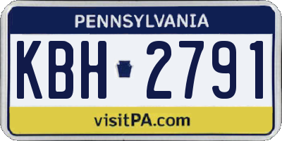 PA license plate KBH2791