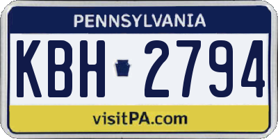 PA license plate KBH2794