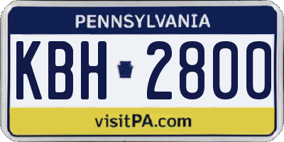 PA license plate KBH2800