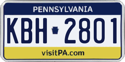 PA license plate KBH2801