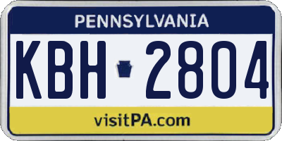 PA license plate KBH2804
