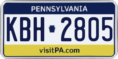 PA license plate KBH2805