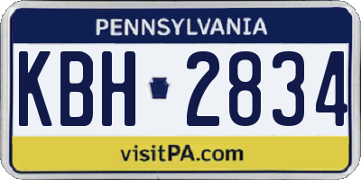 PA license plate KBH2834