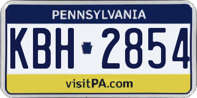 PA license plate KBH2854