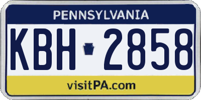 PA license plate KBH2858