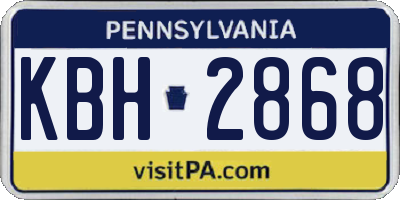 PA license plate KBH2868