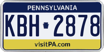 PA license plate KBH2878
