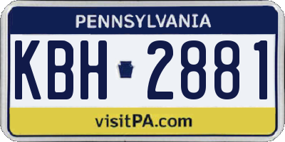 PA license plate KBH2881
