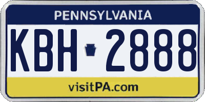 PA license plate KBH2888