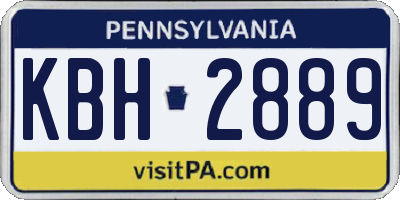PA license plate KBH2889
