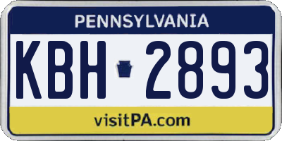 PA license plate KBH2893