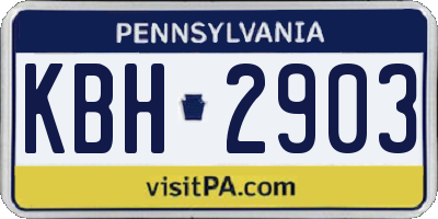 PA license plate KBH2903