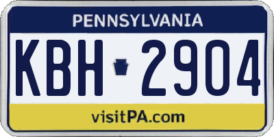 PA license plate KBH2904