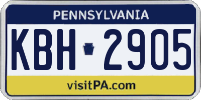 PA license plate KBH2905