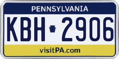 PA license plate KBH2906