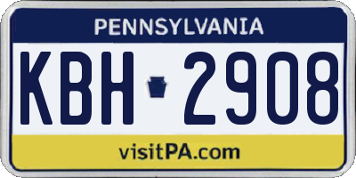 PA license plate KBH2908
