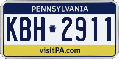 PA license plate KBH2911