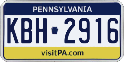 PA license plate KBH2916