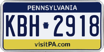 PA license plate KBH2918