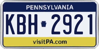 PA license plate KBH2921